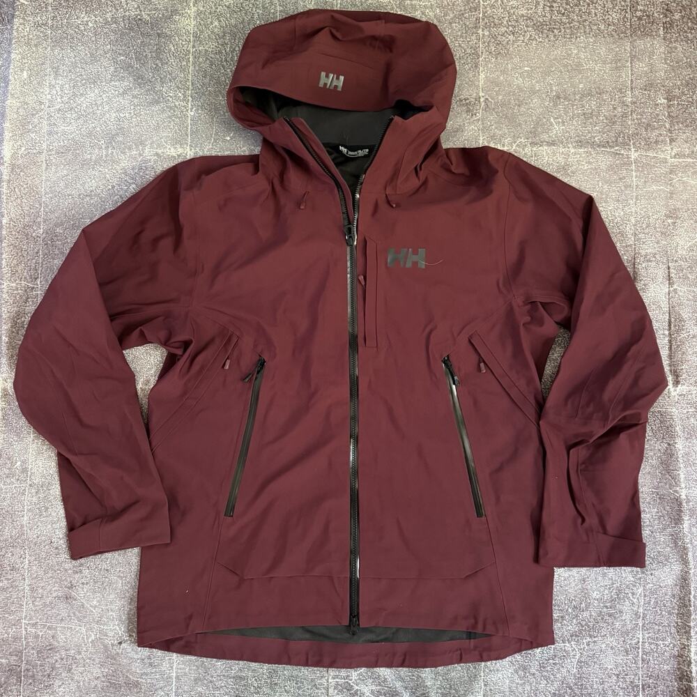 Men's Helly Hansen Professional Verglas Infinity Maroon Rain Shell Jacket Sz XL